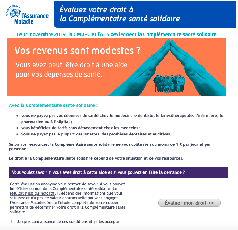 demande de complémentaire santé solidaire